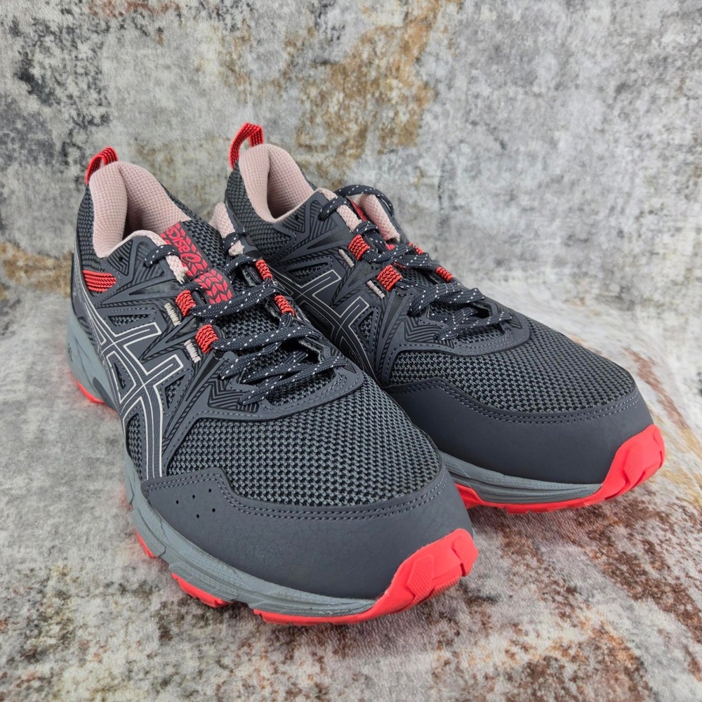 ASICS GEL Venture 8 Trail Running Shoes Womens 10.5 Grey Electric Red 1012A708